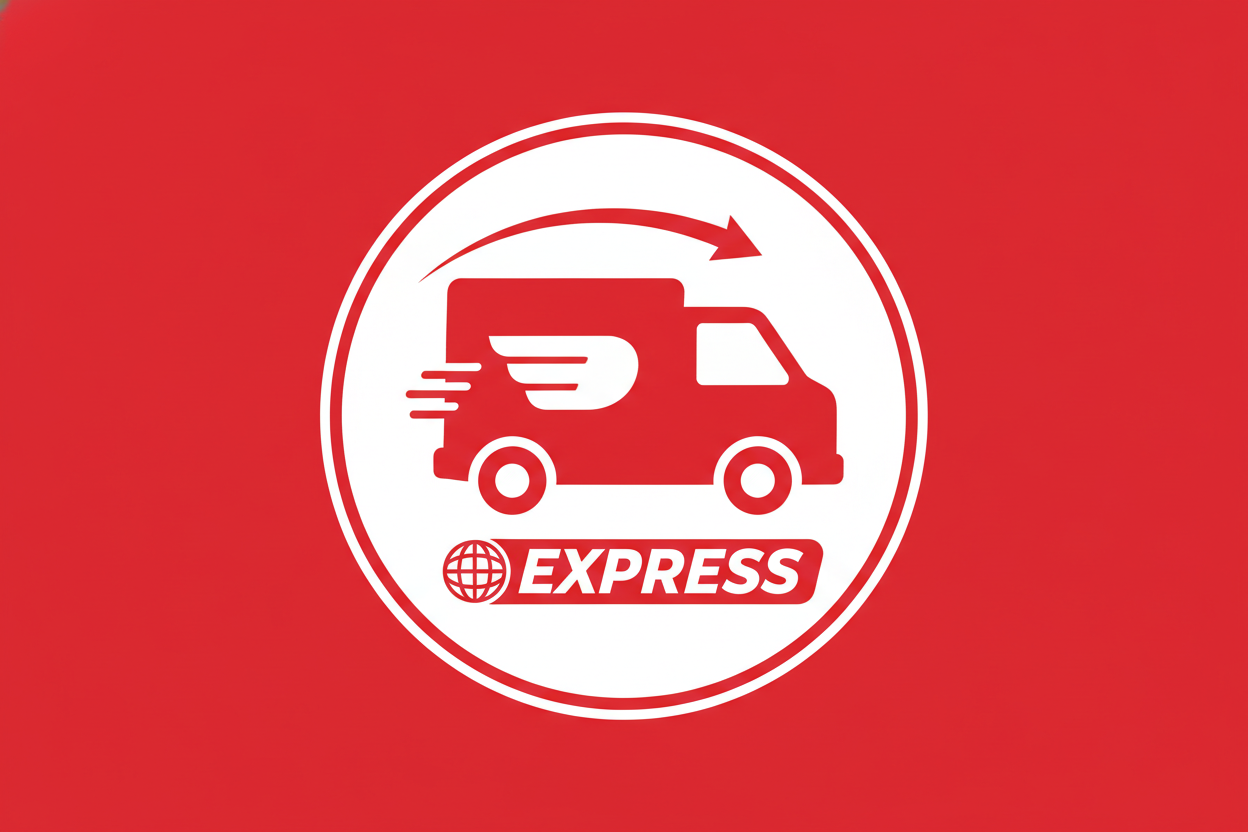 courier van symbol in red and white tone