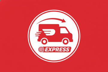 courier van symbol in red and white tone