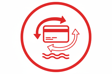 flexible payment symbol in red and white tone
