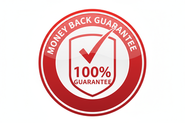 Money guarantee in red and white tone